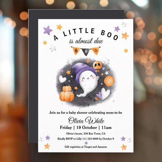 Schattigee Ghost Boo Halloween Baby shower Uitnodi Kaart