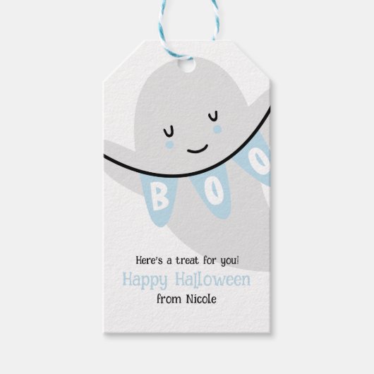 SCHATTIGEE GHOST BOO HALLOWEEN KINDER TRAKTATIE CADEAULABEL (Voorkant)
