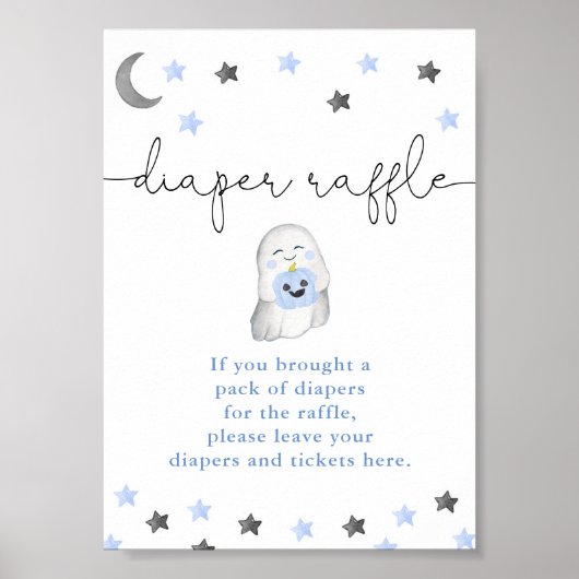 Schattigee Ghost Boy baby shower Luier Raffle Sign Poster (Voorkant)