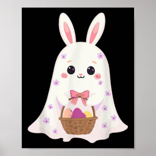 Schattigee Ghost Bunny Egg Basket Rabbit Paasdag R Poster