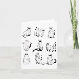 Schattigee Ghost Cat Funny Halloween outfit kostuu Kaart