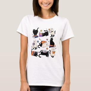Schattigee Ghost Cat Leesboeken Lover Bookish Hall T-shirt