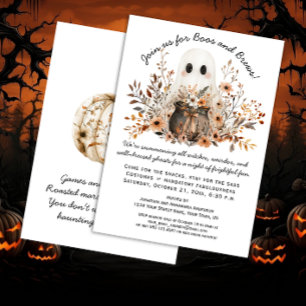 Schattigee Ghost Cauldron Herfstbloemen Halloween Kaart