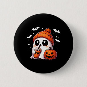 Schattigee Ghost Coffee Lover Halloween Ghost Pump Ronde Button 5,7 Cm