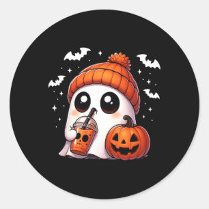 Schattigee Ghost Coffee Lover Halloween Ghost Pump Ronde Sticker