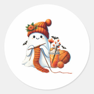 Schattigee Ghost Crochet Breien Liefhebbers Hallow Ronde Sticker