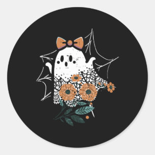 Schattigee Ghost Dancing Retro Halloween Vrouwen M Ronde Sticker