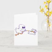 Schattigee Ghost Dog Walker Graphic Halloween Kost Kaart (Gele Bloem)