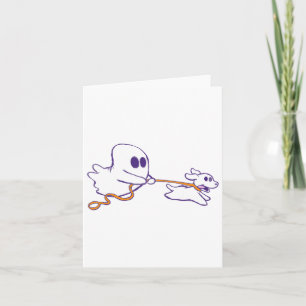 Schattigee Ghost Dog Walker Graphic Halloween Kost Kaart