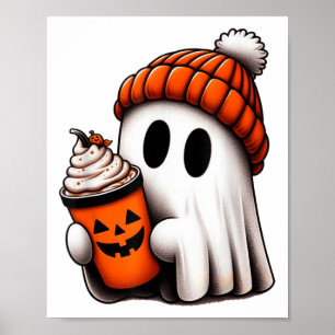 Schattigee Ghost Drink Koffie Halloween Ghost Ice  Poster