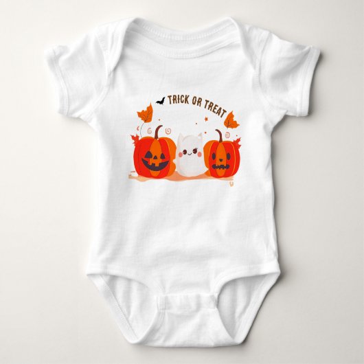 Schattigee Ghost en Pumpkin Trick or treat Hallowe Romper (Voorkant)