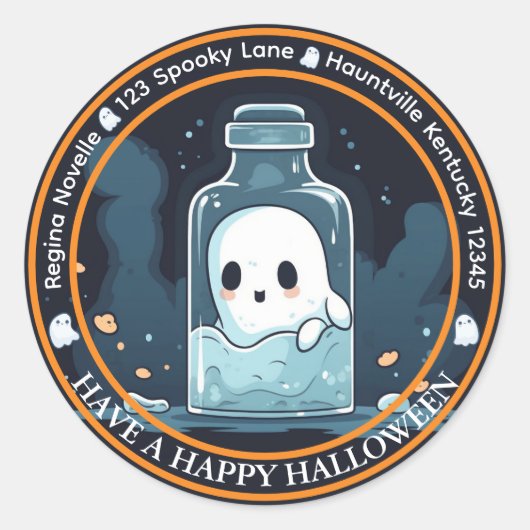 Schattigee Ghost Enevelope Seal Ronde Sticker (Voorkant)