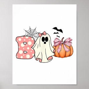 Schattigee Ghost Floral Boo Halloween Boy Girl Gho Poster