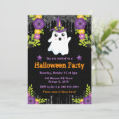 Schattigee Ghost Floral Halloween Party Kaart (Staand voorkant)