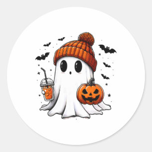 Schattigee Ghost Halloween Bougie Ghost Coffee Lov Ronde Sticker