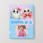 Schattigee Ghost Halloween Kids Verjaardag Button (Voorkant)