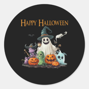 Schattigee Ghost Halloween Kostuum Happy Halloween Ronde Sticker