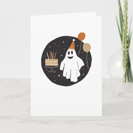 Schattigee Ghost Halloween Verjaardag Kaart (Voorkant)