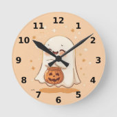 Schattigee Ghost Halloween Wall Clock Ronde Klok (Voorkant)