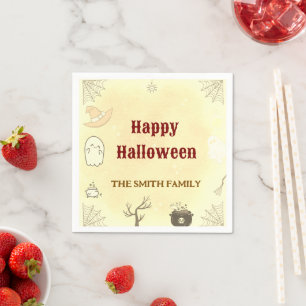 Schattigee Ghost Happy Halloween Aangepaste naam Servet