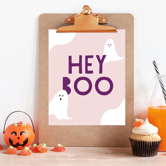 Schattigee Ghost Hey Boo Kinder Halloween Party Poster