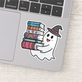 Schattigee Ghost Holding Books Sticker