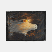 Schattigee Ghost Holding Candle Fun Halloween Goth Fleece Deken (Voorkant (Horizontaal))