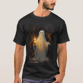 Schattigee Ghost Holding Candle Fun Halloween Goth T-shirt (Voorkant)
