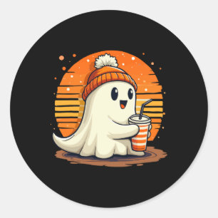 Schattigee Ghost Lace Peuter Ghost Pumpkin Ice Cof Ronde Sticker