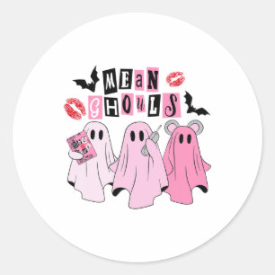 Schattigee Ghost Mean Ghouls Fun Halloween Kostuum Ronde Sticker