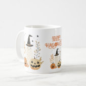 Schattigee Ghost met Jack—o-Lanterns Happy Hallowe Koffiemok (Voorkant links)