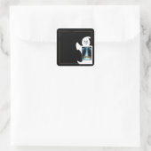 Schattigee Ghost met Snoep Halloween Vierkante Sticker (Tas)