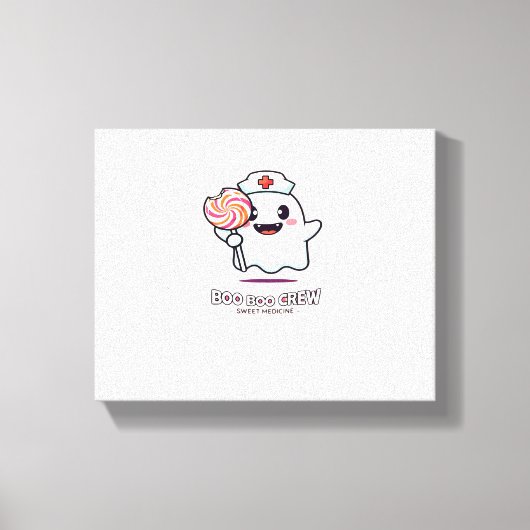Schattigee Ghost Nurse Boo Boo Crew Halloween Clas Canvas Afdruk (Voorkant)