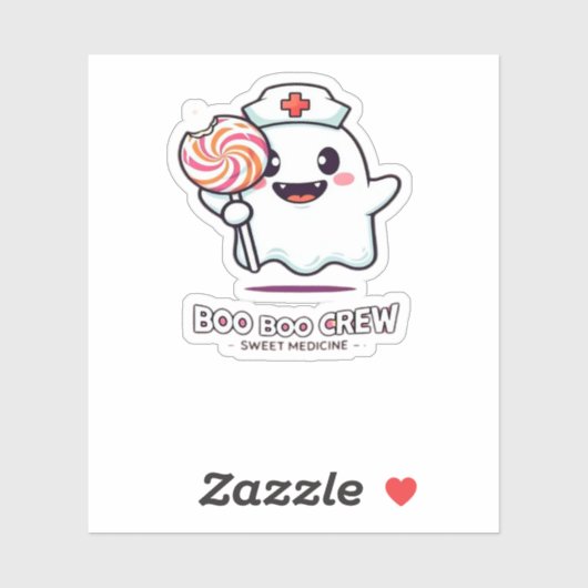 Schattigee Ghost Nurse Boo Boo Crew Halloween Clas Sticker (Vel)