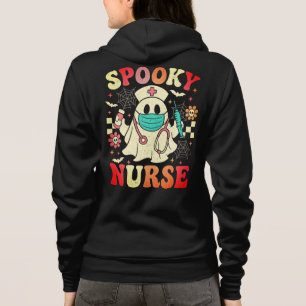 Schattigee Ghost Nurse Halloween Graphic Retro Pas Hoodie