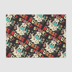 Schattigee Ghost Nurse Halloween Graphic Retro Pas Tissuepapier