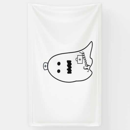 Schattigee Ghost Nurse Halloween Hand getrokken Ho Spandoek (Verticaal)