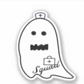 Schattigee Ghost Nurse Halloween Hand getrokken Ho Sticker (Voorkant)