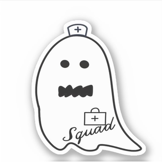 Schattigee Ghost Nurse Halloween Hand getrokken Ho Sticker (Voorkant)