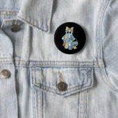 Schattigee Ghost Patchwork Coquette Bow Halloween Ronde Button 5,7 Cm (In situ)