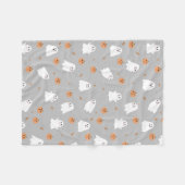 Schattigee Ghost & Pumpkin Grey Halloween Pattern Fleece Deken (Voorkant (Horizontaal))