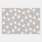 Schattigee Ghost & Pumpkin Grey Halloween Pattern Inpakpapier Vel (Voorkant 2)