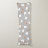 Schattigee Ghost & Pumpkin Grey Halloween Pattern Lichaamskussen (Voorkant Verticaal)