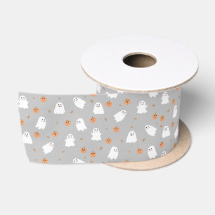 Schattigee Ghost & Pumpkin Grey Halloween Pattern Lint