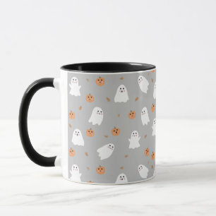 Schattigee Ghost & Pumpkin Grey Halloween Pattern Mok