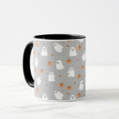 Schattigee Ghost & Pumpkin Grey Halloween Pattern Mok (Voorkant links)
