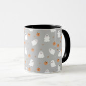 Schattigee Ghost & Pumpkin Grey Halloween Pattern Mok (Voorkant rechts)