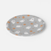 Schattigee Ghost & Pumpkin Grey Halloween Pattern Papieren Bordje (Gekanteld)
