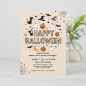 Schattigee Ghost & Pumpkin Halloween Party Kaart (Staand voorkant)