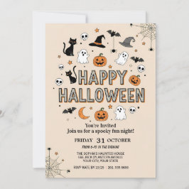 Schattigee Ghost & Pumpkin Halloween Party Kaart